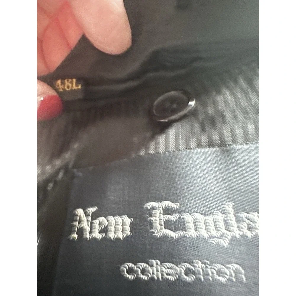 New England Corduroy Men's Jacket Blazer Sport Coat Size 48L Black Cotton Lined‎